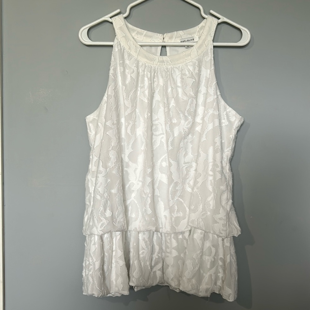 Women’s Rose + Olive white shirt size L VGUC